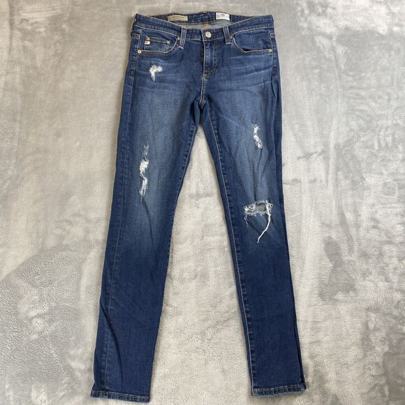 Adriano Goldschmied Womens 26R Denim Jeans Stevie Slim Straight Ankle Distressed - Picture 1 of 9